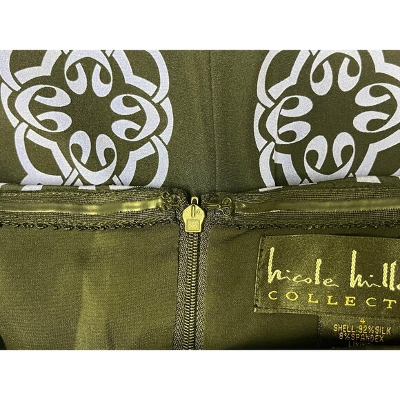 NICOLE MILLER COLLECTIONS 100% Silk Strapless Dress, Blue/Blk/Wht, Sz 4 - Picture 6 of 8